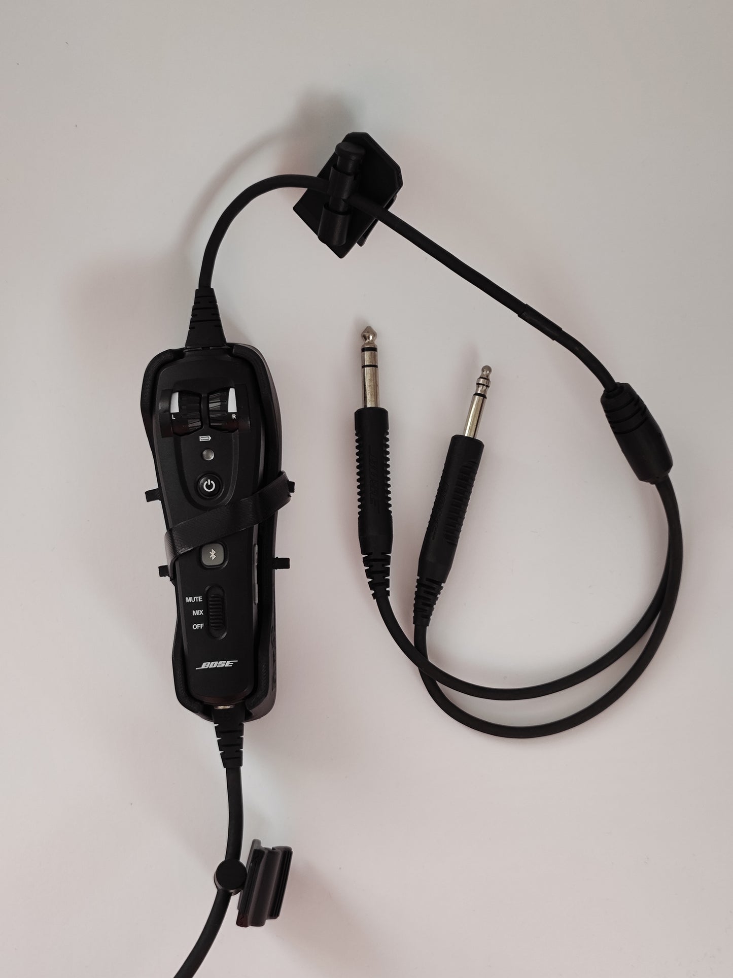 Bose A20 controller mounted in AeroRoy's 3D-printed holder with TPU strap