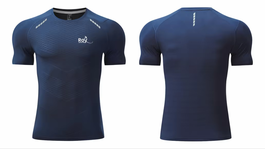 Short-sleeve sport shirt with AeroRoy logo – front view